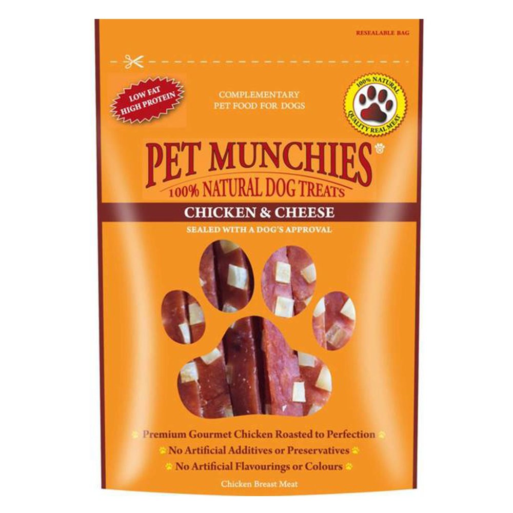 Pet Munchies Chicken and Cheese Dog Treat 8x100gm