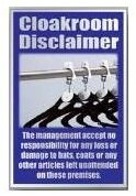 Bar Sign Cloakroom Disclaimer Brushed Silver 260x170mm