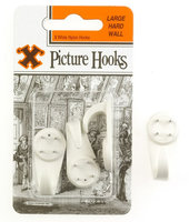 12848 6 CARDS LGE HARD WALL HOOKS