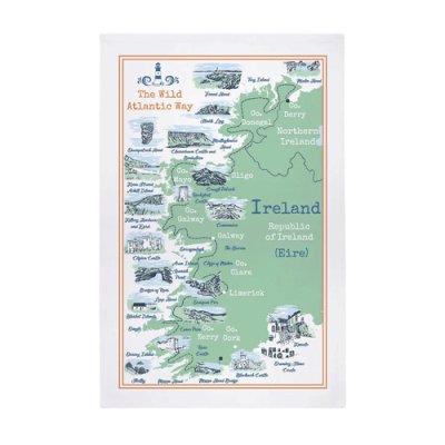 Wild Atlantic Way Cotton Tea Towel in Green