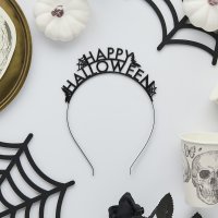 Black 'Happy Halloween' Metal Headband