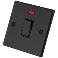 Black Metal 20A Double Pole Sw c/w Neon 6082-051