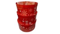 HAT BOX RED SNOWFLAKE SET OF 3 BOXES