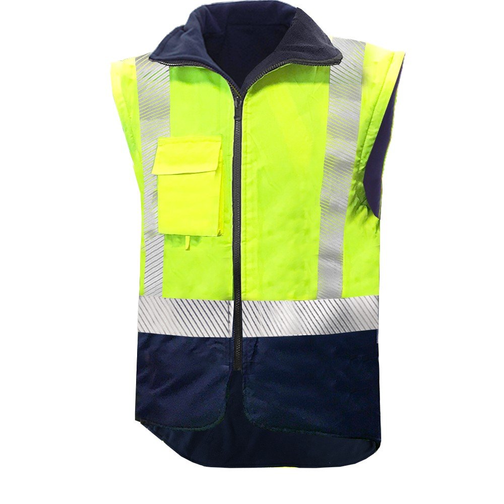 Hi-vis Fleece Lined PU Vest, Yellow/Blue