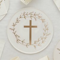 Gold Cross Paper Plates - Pack of 8