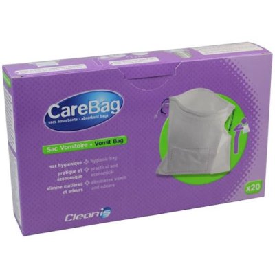 Vomit Bags in Purple Box Packaging