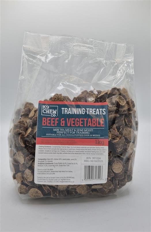 K9 Chew Co. Beef & Veg Training Treats 1kg x 1