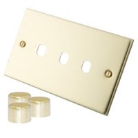 Polished Brass 3 Gang Dimmer Plate c/w Knob 6050-223