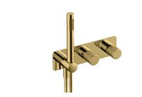RAK-AMALFI HORIZONTAL DUAL OUTLET THERMOSTATIC CONCEALED SHOWER VALVE WITH HANDSET IN BRUSHED GOLD