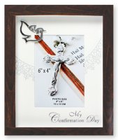 Confirmation Photo Frame/Brown Finish/Symbolic   (F46261)