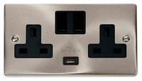 13A 2G Switched Socket with 2.1A USB Outlet (Twin Earth)