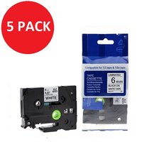 Compatible Brother TZE211 Black on white 6mm x 8m Pack of 5