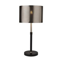 RACHEL TABLE LAMP BLACK SILVER CHROME METAL AND BLACK SHADE