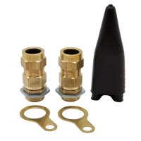 Wiska M20Ss Brass Cable Gland Kit With Brass Locknut And Black Shroud OD 8.5 - 13.5mm (Pack Of 2) CW