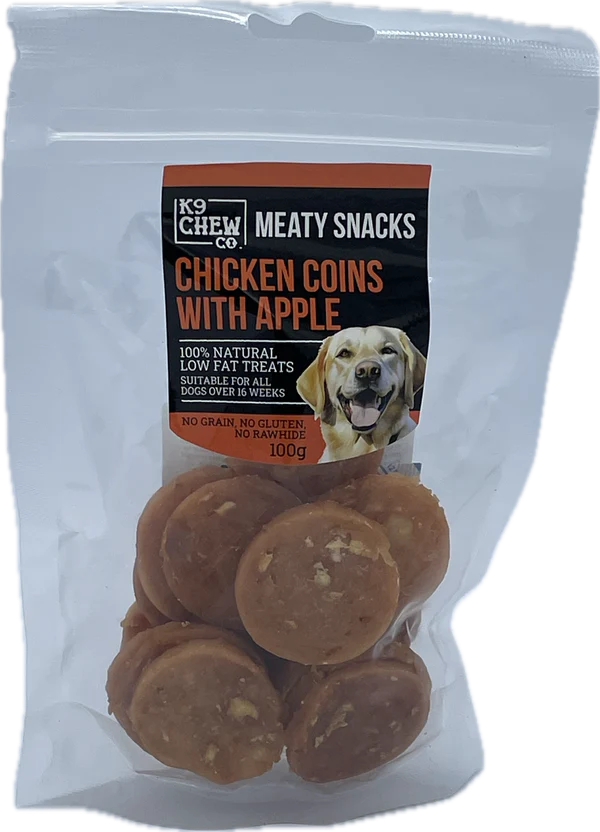 K9 Chew Co. Meaty Snacks Chicken Coins with Apple 100g x 1