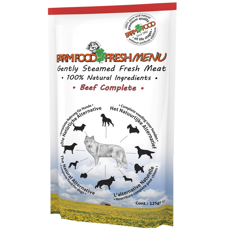 Farm Food Fresh Menu Dog Beef Wet Food Pouches 16x125gm