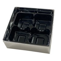 THS Packing - 4 choc silver base, gold vac tray and clear lid x 25pcs