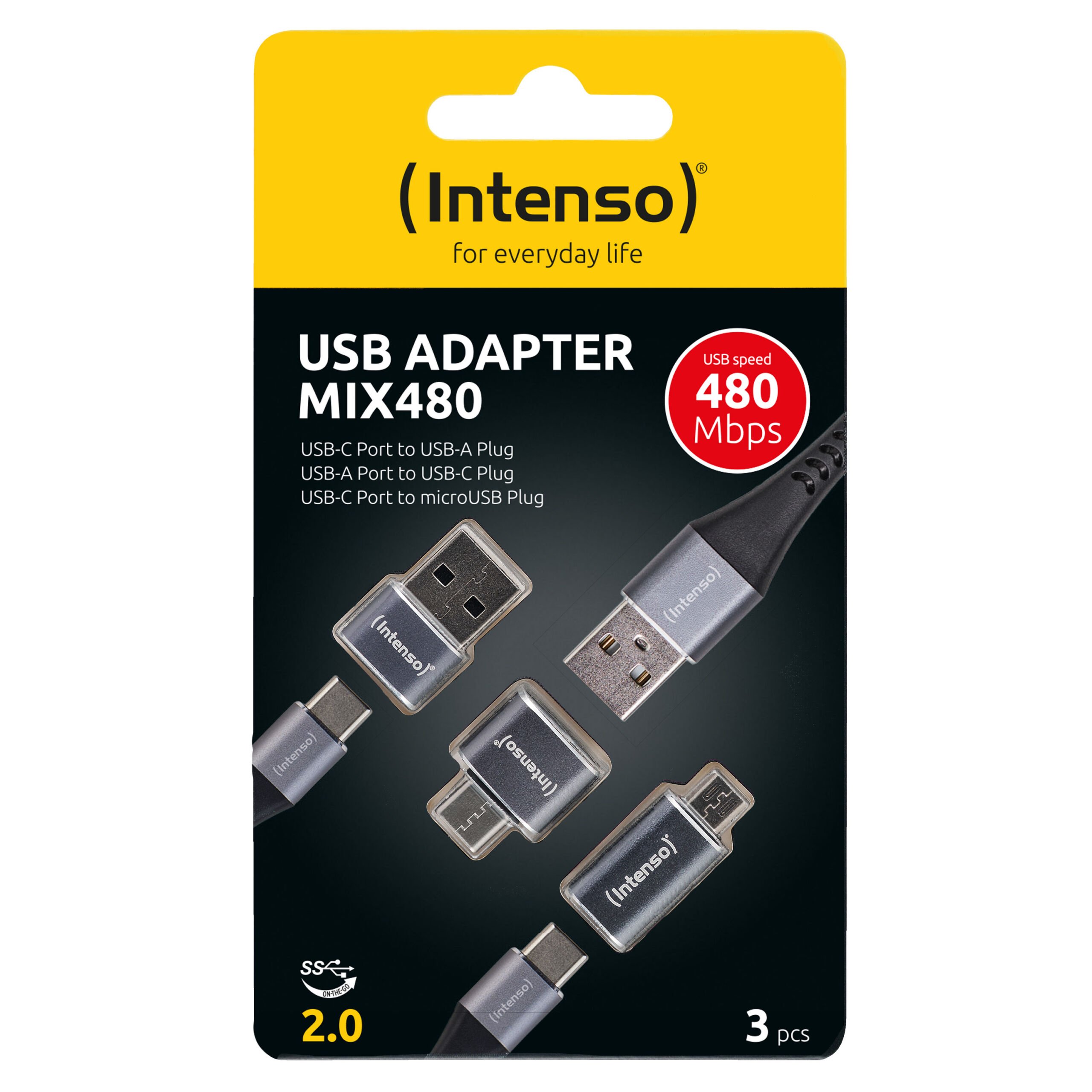Intenso USB Adapter MIX480 3 piece adapter set with USB-C USB-A and microUSB connectivity