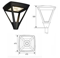 ANSELL ASURI LED 4K POST TOP LANTERN IP66 C/W PC