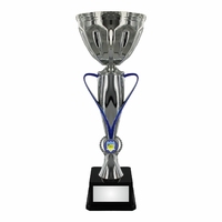 36cm Silver Metal Bowl with Blue & Silver Ris