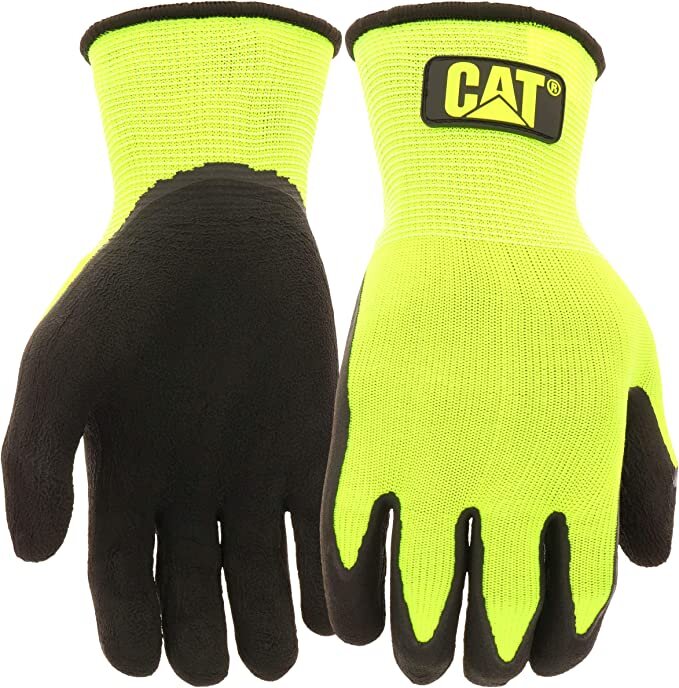 Cat Hi-Vis String Knit Latex Lined Glove Flock Lined For Warmth S.10 X/Large