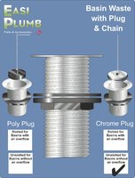 Easi Plumb 1 1/4" Unslotted Basin Waste, C.P. Plug & Chain