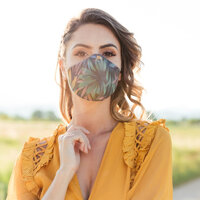 Easy Diamond Reusable Mask Coloured Leaves Linen Medium