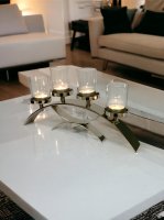 The Arch 4 Piallar Candleholder Nickel Plated with Glass - NOW