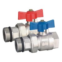 Tucker French 1" Ball Valve set for Manifold Blue&Red Handle(Pair) ZL-4130