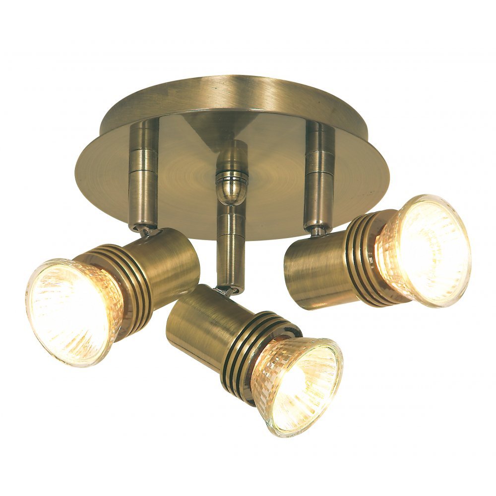 Searchlight Decco Antique Brass 3 Spotlight Ceiling Spotlight