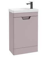 FREYA 55CM 1 DOOR CLOAKROOM FLOORSTANDING VANITY UNIT MATT CASHMERE PINK-MATT BLACK HANDLE
