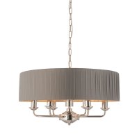 HIGHCLERE 6 LIGHT MULTI-ARM PENDANT BRUSHED CHROME WITH CHARCOAL