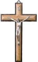 Olive Wood Crucifix 10 inch/Metal Corpus   (10662)