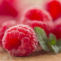 whole raspberry raspberries mint leaf leaves