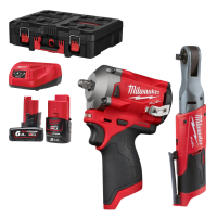 Milwaukee M12™  FUEL™ 3/8 Ratchet & Impact Wrench Power Pack, with 2 x Batteries