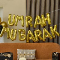 Gold 'Umrah Mubarak' 16" Foil  Balloon Garland