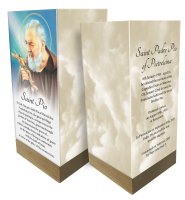 Glass Lantern/Wood Base/Saint Pio  (84636)
