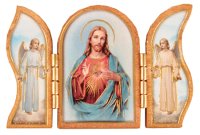 Wood Triptych/Gold Foil/Sacred Heart   (56187)