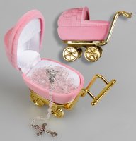 Glass Baby Rosary/Pink/Pram Box   (6103/PK)