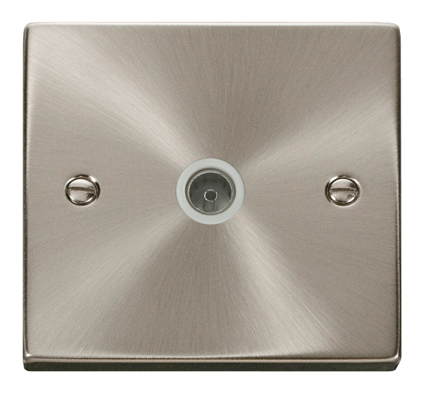 Click Deco 1G TV Socket Satin Chrome White Insert VPSC065WH