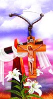 Small Wood Crucifix 1 1/2 inch with 30 inch Cord   (12031)