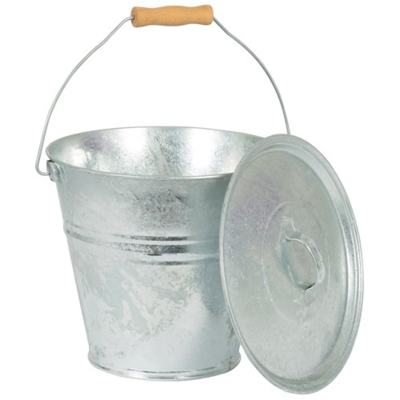 Mansion Fireside Galvanised Ash Bucket & Lid - 28cm