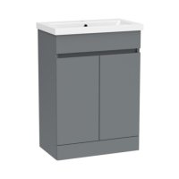 Tucker French Chiltern 600mm Slim Depth Floor Standing Two Door Basin Unit Matt Dust Grey