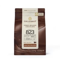 a brown bag of barry callebaut milk chocolate callets