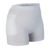 Protector Pants with integrated protectors are white in colour and have sewn pad protectors.