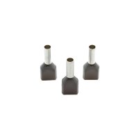 Grey Twin Entry Pre-insulated Ferrules 4mm2 (Pack 100) | TCEF412-100