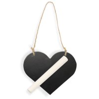 Small Heart Wooden Blackboard & Chalk - 97 x 50mm