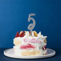 Silver Number '5' Glitter Acrylic Cake Topper