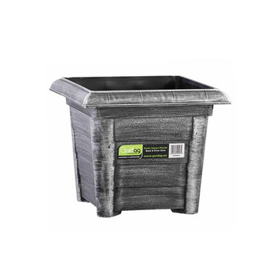 Rustic Square Planter 32cm Black/Silver