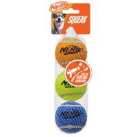 Nerf Dog Squeak Tennis Ball 2.5in 3pk - Blue/Yellow/Orange 1x4